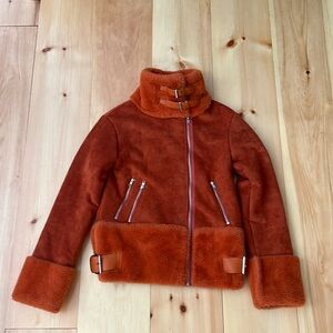 Loeil The Trisha orange shearling jacket